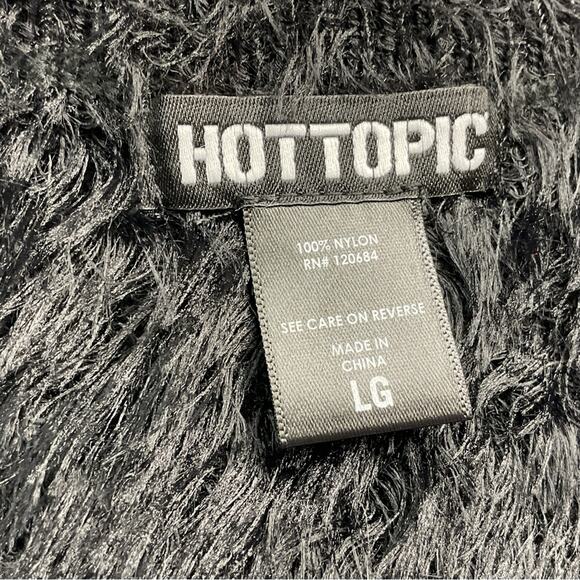 Hot Topic Eyelash Sweater Women's Size L Black Cozy Stretch Scoop Neck V Back - Picture 2 of 8